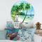 Designart - Summer Beach With Palm Trees - Nautical & Coastal Metal Circle Wall Art